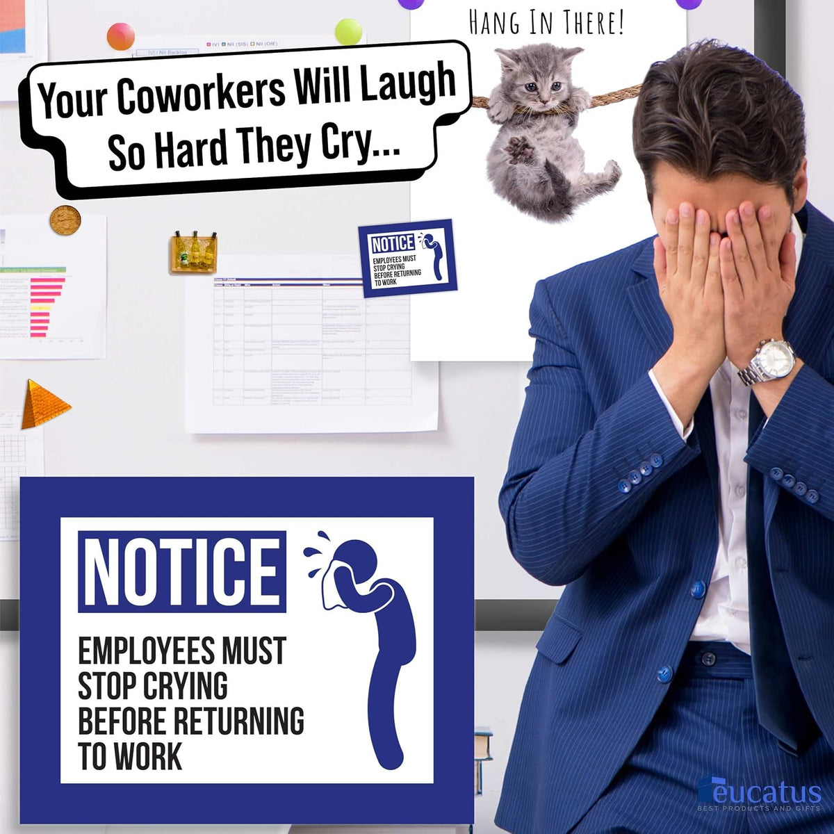 Eucatus funny business sign styled for office breakroom decor