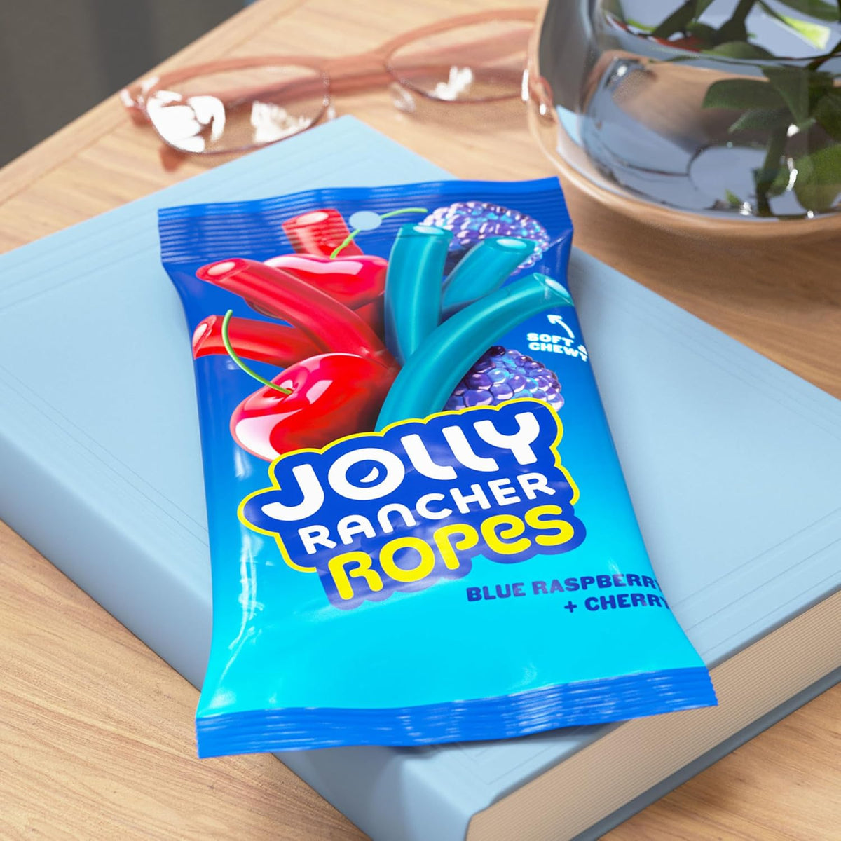 Back label view displaying ingredients and nutritional facts for Jolly Rancher Ropes.