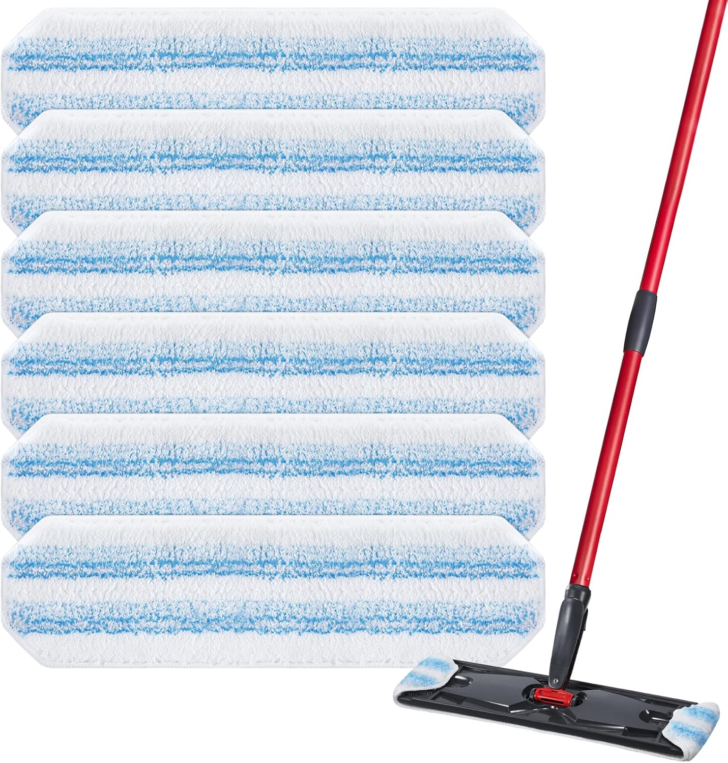 Caehomly H2prO microfiber mop replacement pads front view showing thick white texture