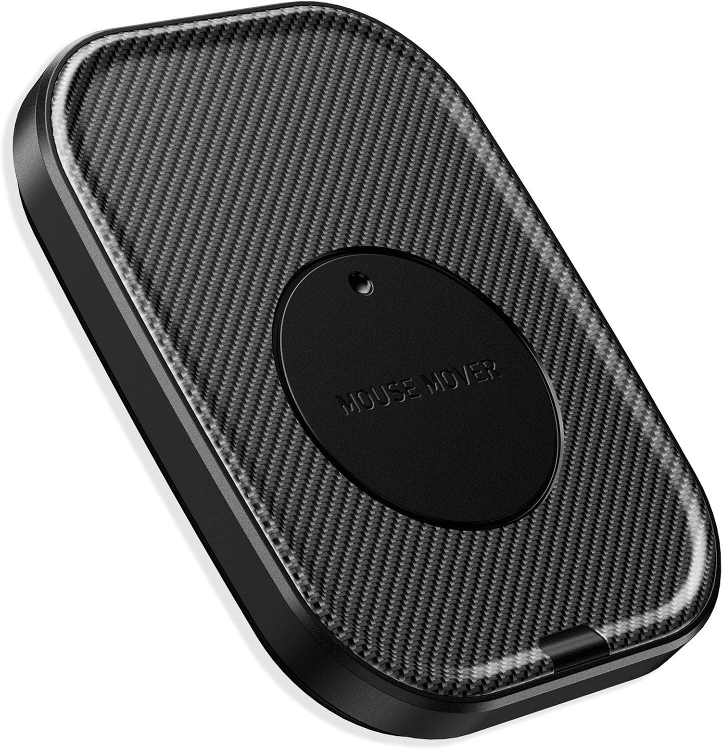 Yonktoo undetectable mouse jiggler front view showing ultra slim design and black carbon fiber texture