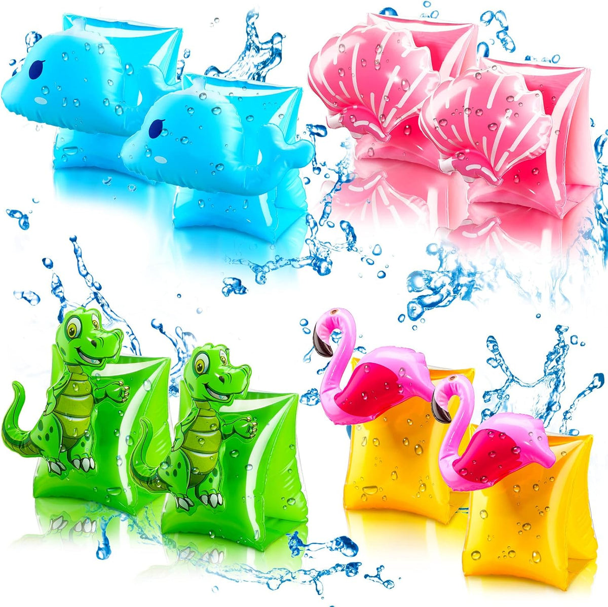 Skylety 8 Pieces Inflatable Swim Arm Floaties front view