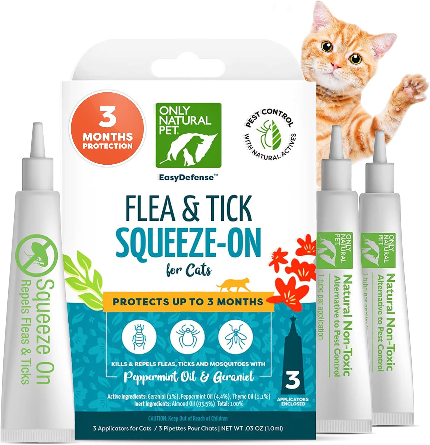 Only Natural Pet EasyDefense Flea and Tick Prevention for Cats front packaging view
