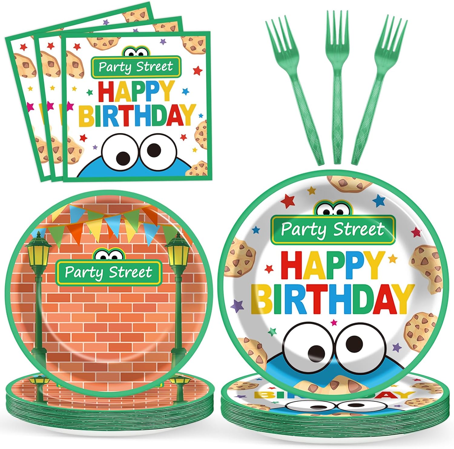 Tewess Red Brick Wall Street party tableware set with plates and napkins