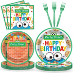 Tewess Red Brick Wall Street party tableware set with plates and napkins