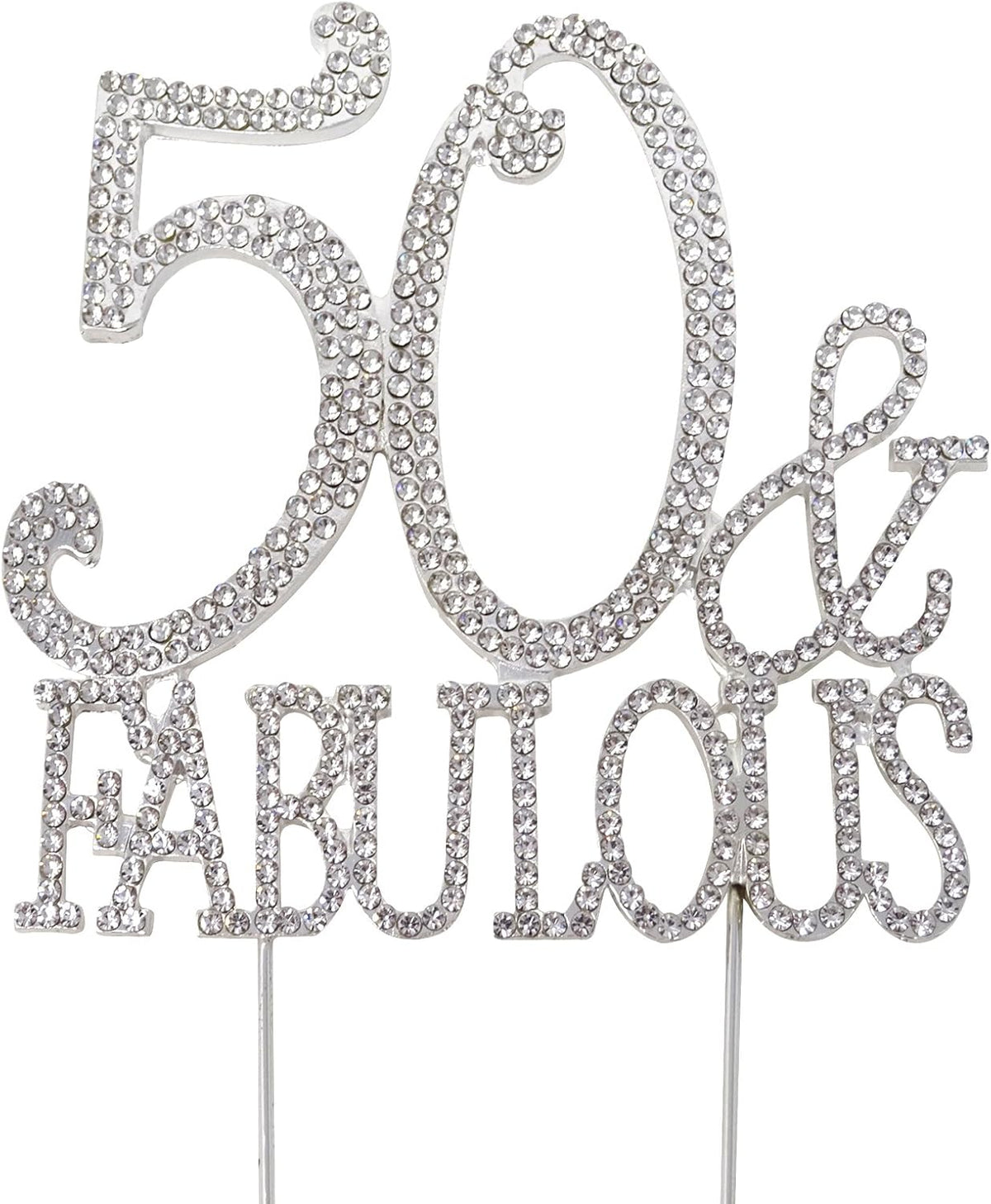 Honbay 50 and Fabulous birthday cake topper front view celebration decor
