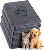 Chumia 4 Pack Dog Towels for Drying Large Microfiber Grooming Tools Absorbent Soft Bath Supplies with Embroidered Paw for Small Medium Pet Products(16 x 32 Inch,Gray, Black) - Image 14