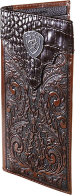 Ariat logo concho detail on gator print top flap