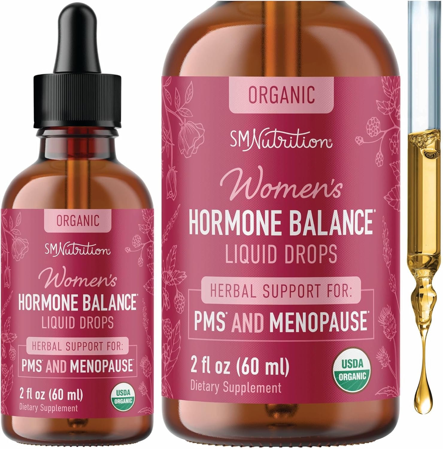 SMNutrition Women's Hormone Balance Liquid Drops front view for menopause relief.