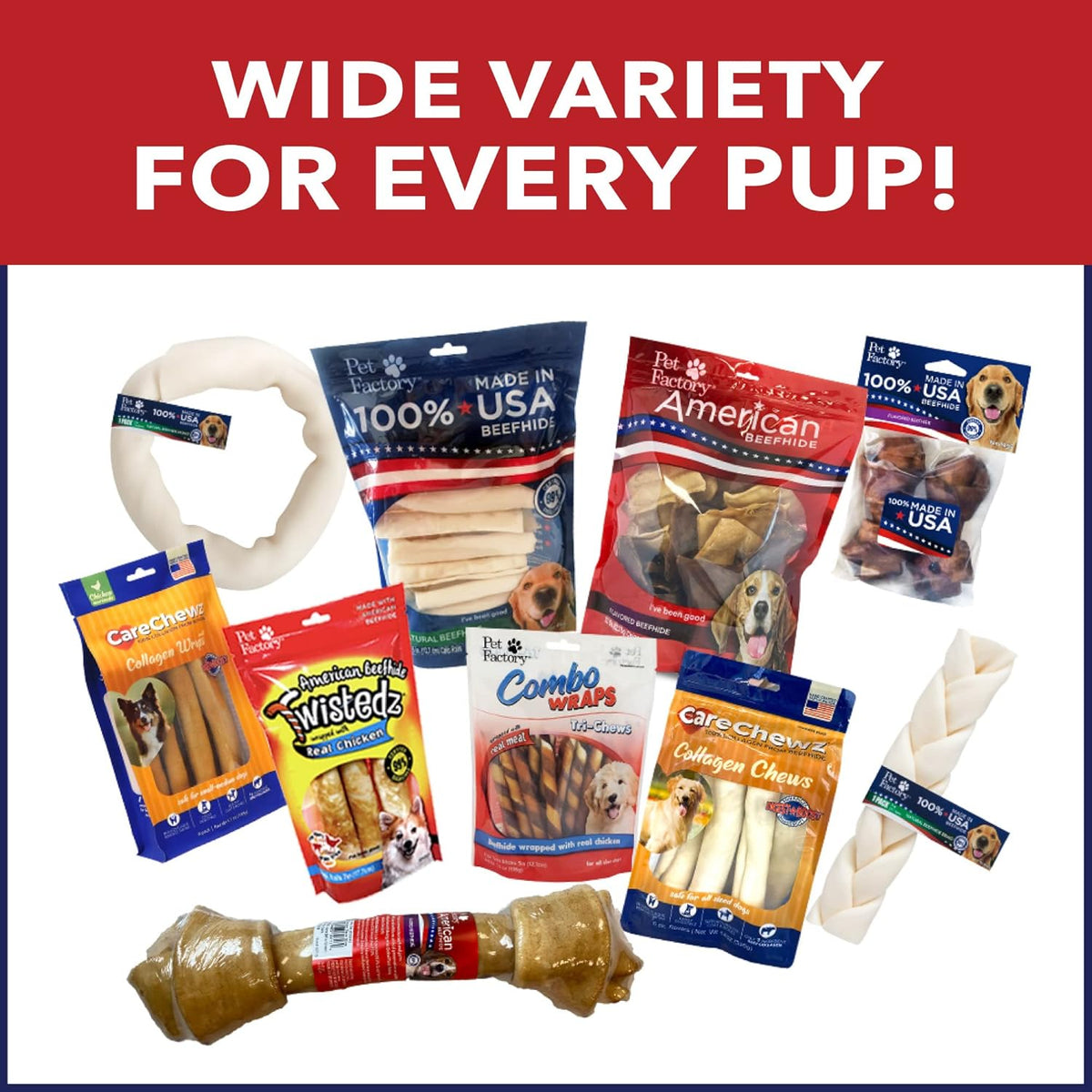 Pet Factory 100% Made in USA Beefhide 8" Rolls Dog Chew Treats - Beef & Chicken Flavor, 10 Count/1 Pack - Image 10