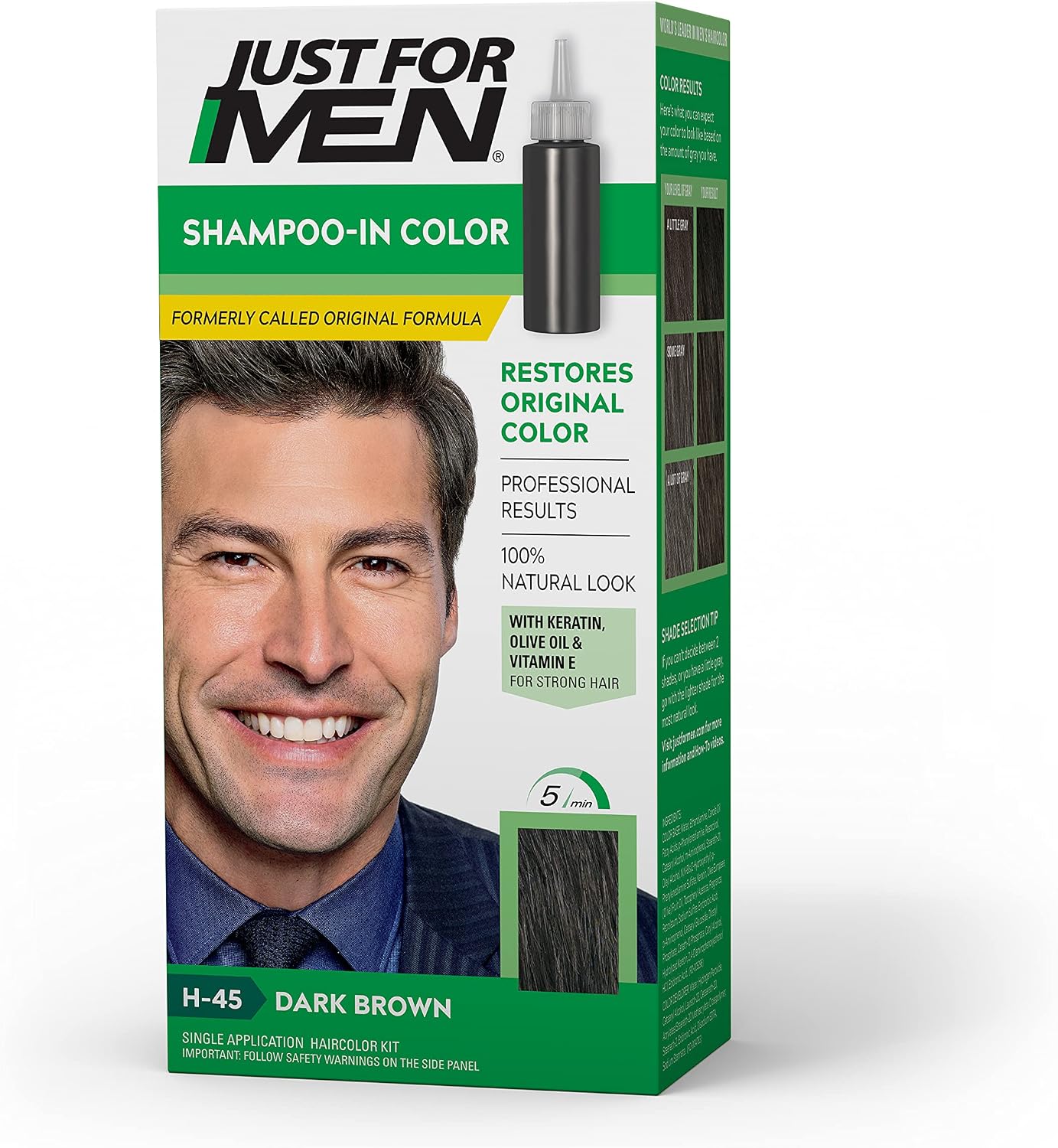 Just For Men Shampoo-In Color Dark Brown H-45 front packaging view