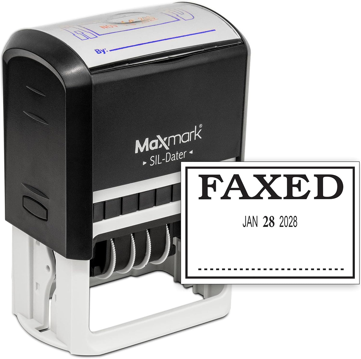 MaxMark Large Self-Inking Rubber Date Office Stamp with Received Phrase & Date - Blue/Red Ink, 12-Year Band - Style 5 - Image 10