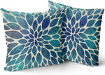 Close-up view of the double-sided abstract dahlia print fabric
