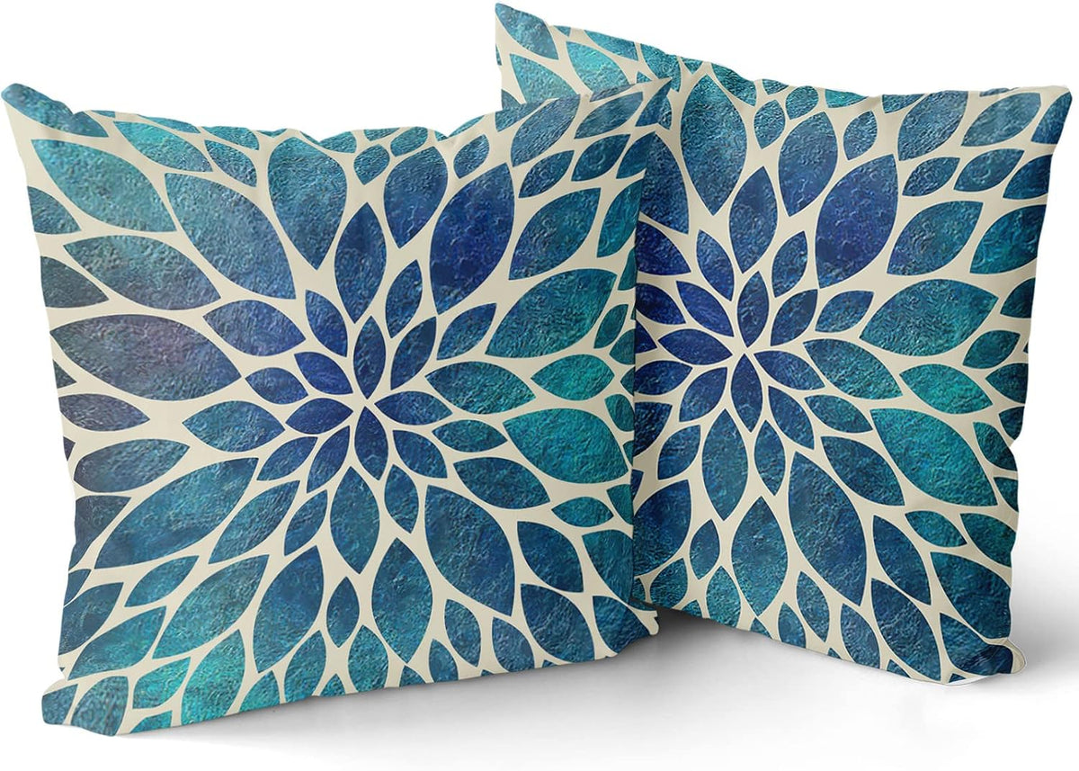 Close-up view of the double-sided abstract dahlia print fabric