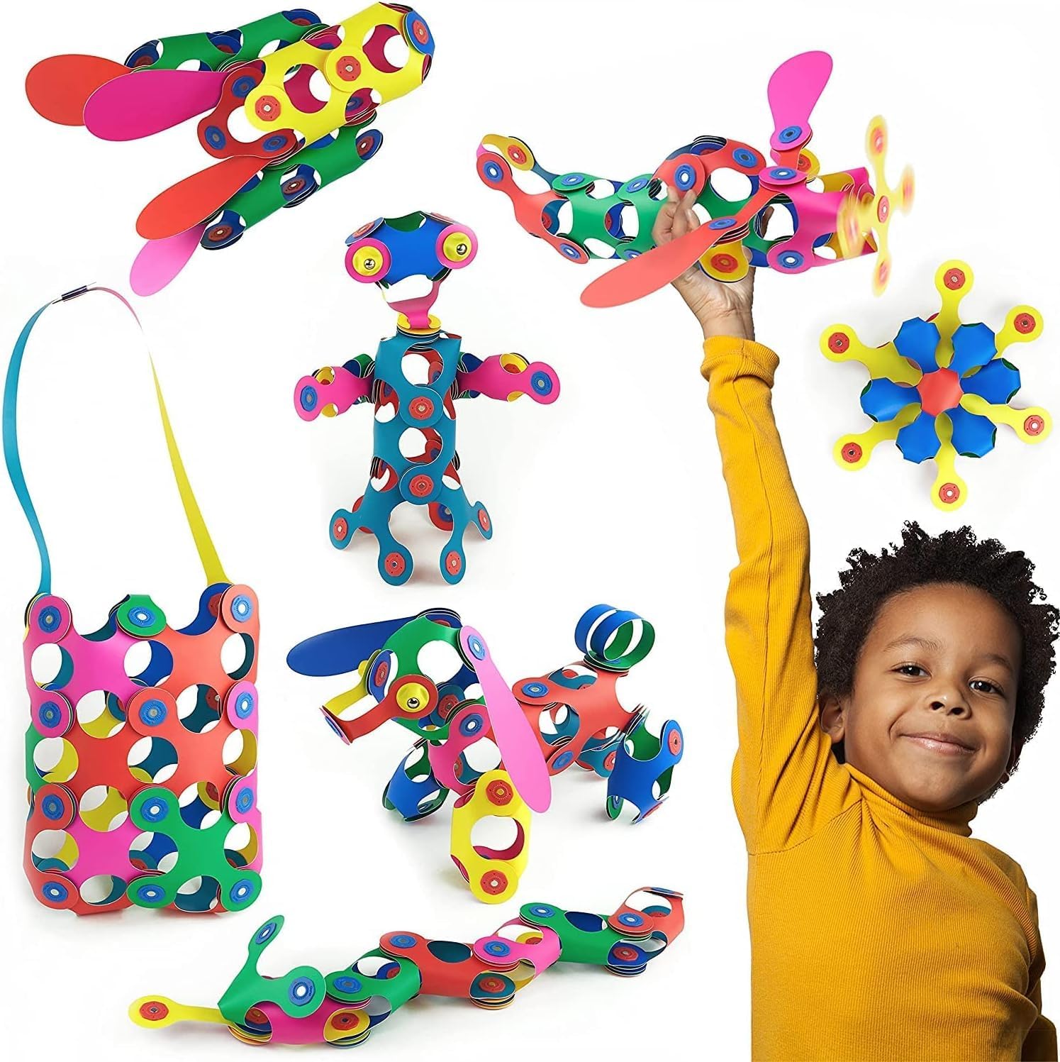 Clixo Rainbow 42 Piece Pack magnetic building toy front packaging view