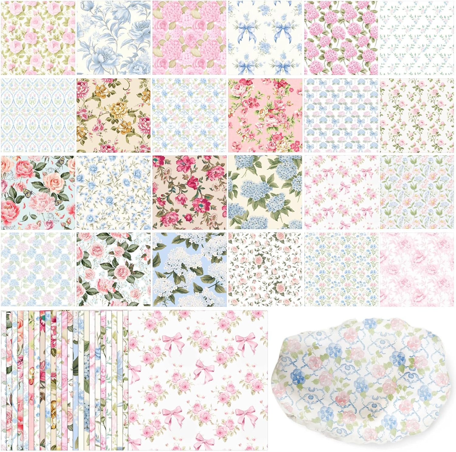 Tenceur 48 pack floral decoupage napkins front view