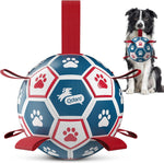 QDAN interactive dog soccer ball with red and blue panels