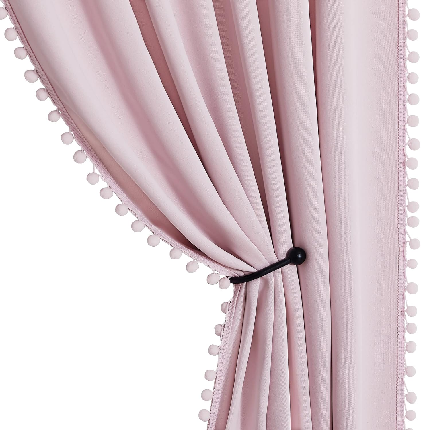 StangH blackout pink curtains front view installed in a girls bedroom