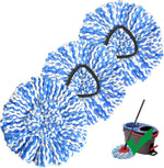 Koolstuffs spin mop head replacement three pack front view highlighting premium microfiber texture.