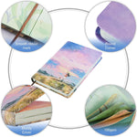 Hardcover notebook showing 180 degree lay flat design