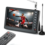 VQP 5 inch portable mini TV front view displaying clear setup screen