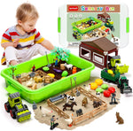Aprilwolf 69 piece farm sensory bin playset front view