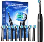 Teeaegis rotating electric toothbrush front view showing handle and premium charging indicator.