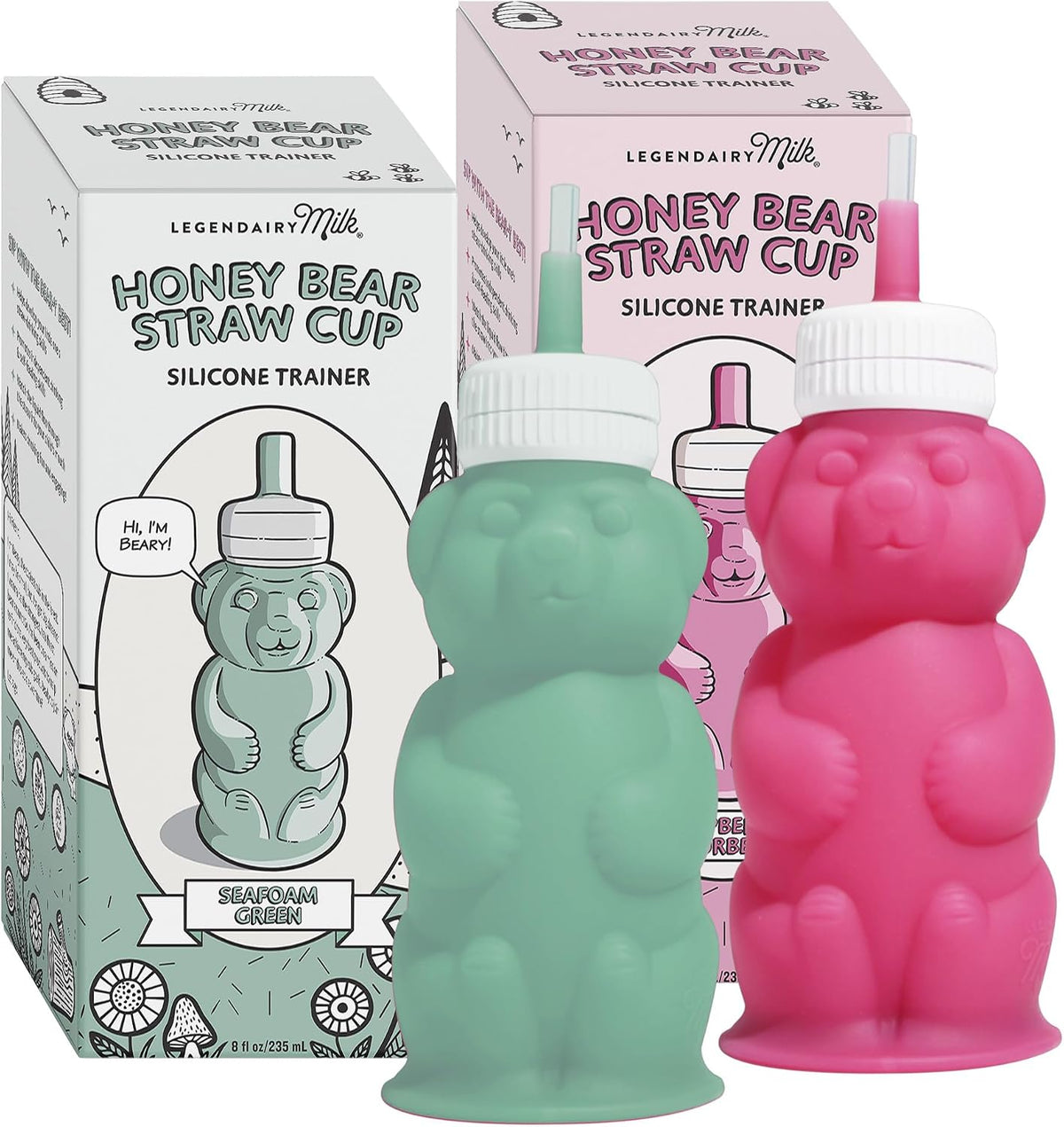 Legendairy Milk Honey Bear Straw Cup Silicone for Babies (Pink), 8 oz. Dishwasher Safe Baby Straw Cup, Food Grade Silicone, Honeybear Sippy Cup for Ages 4+ Months (Pack of 2) - Image 12