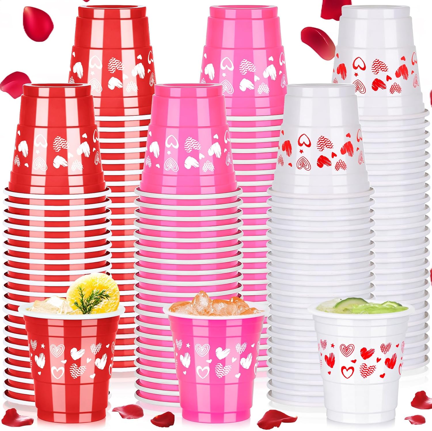 Pineburg Valentine's Day shot glasses front view for party planning.