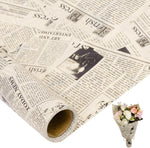 Larcenciel Vintage Newspaper Tissue Paper Roll front view showing retro beige design for gift wrapping.