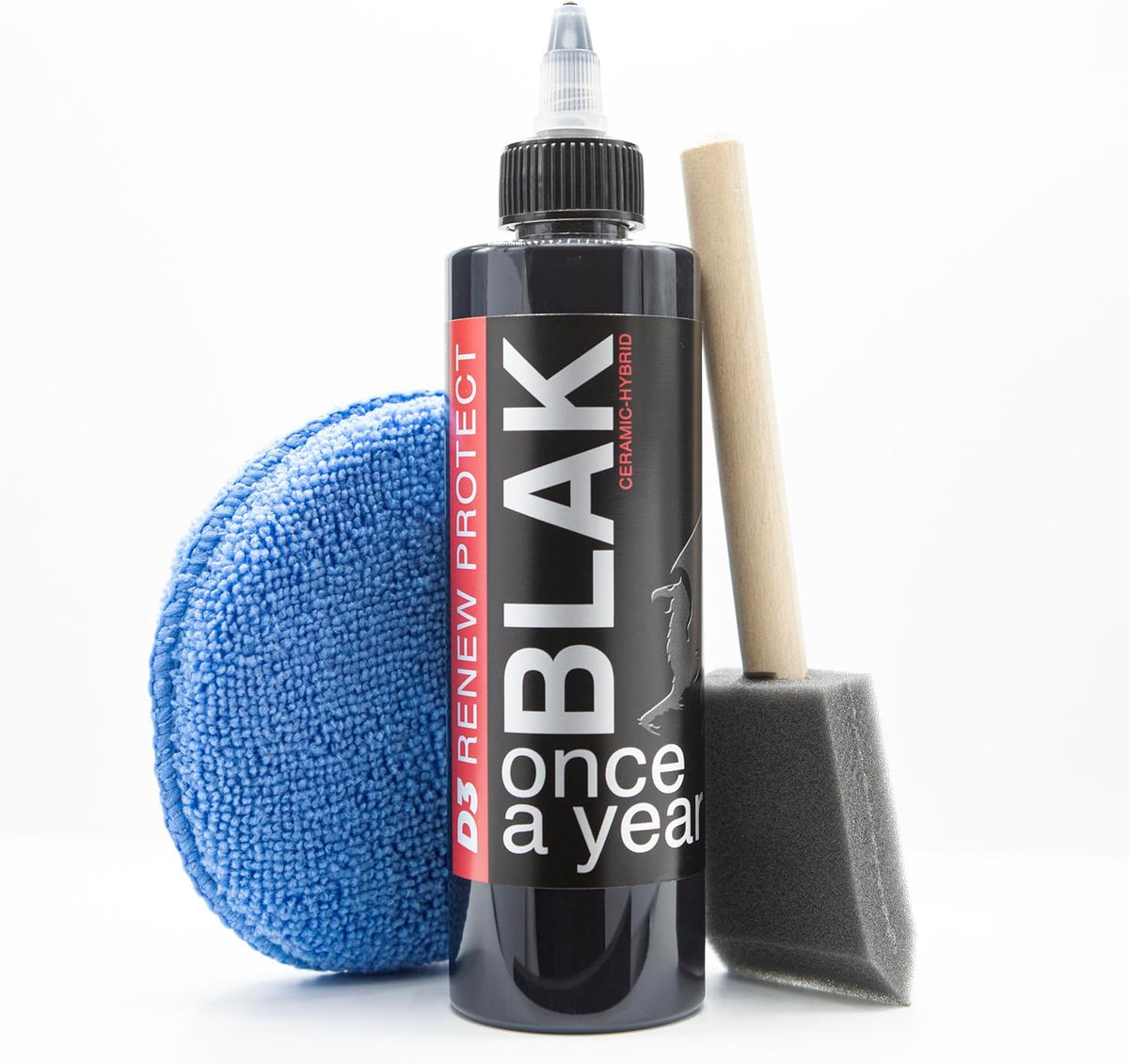 Renew Protect Blak 8 Fluid Ounce bottle front view automotive trim restorer