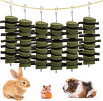 Kathson natural bamboo and alfalfa hanging treats inside wire cage