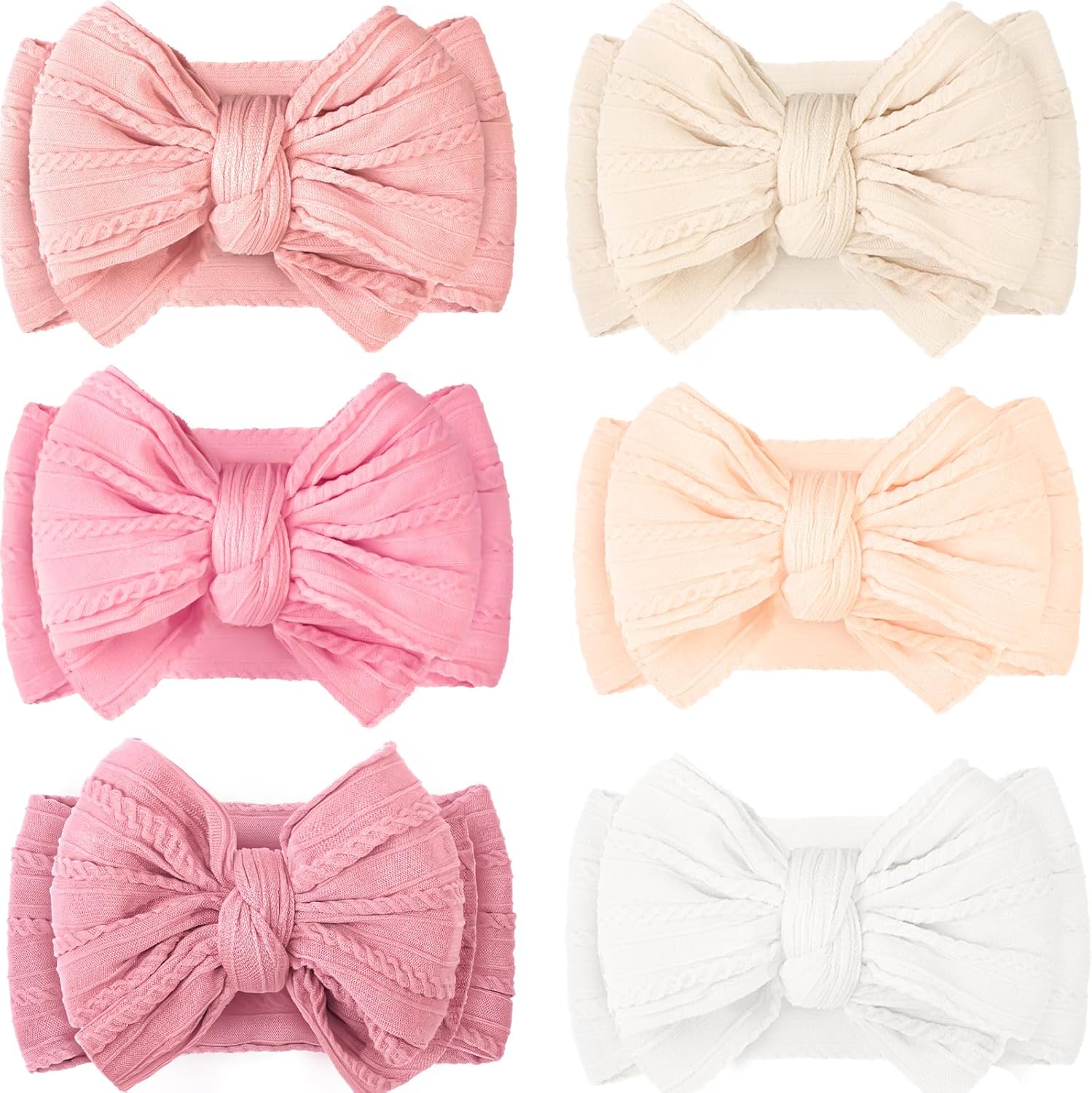 Céllot 6 piece baby bows headbands classic pink series front view