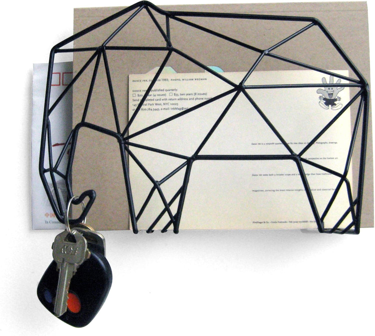 Kikkerland black enamel steel elephant organizer wall mounted setup
