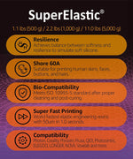 3DMaterials SuperElastic resin bottle label and specifications