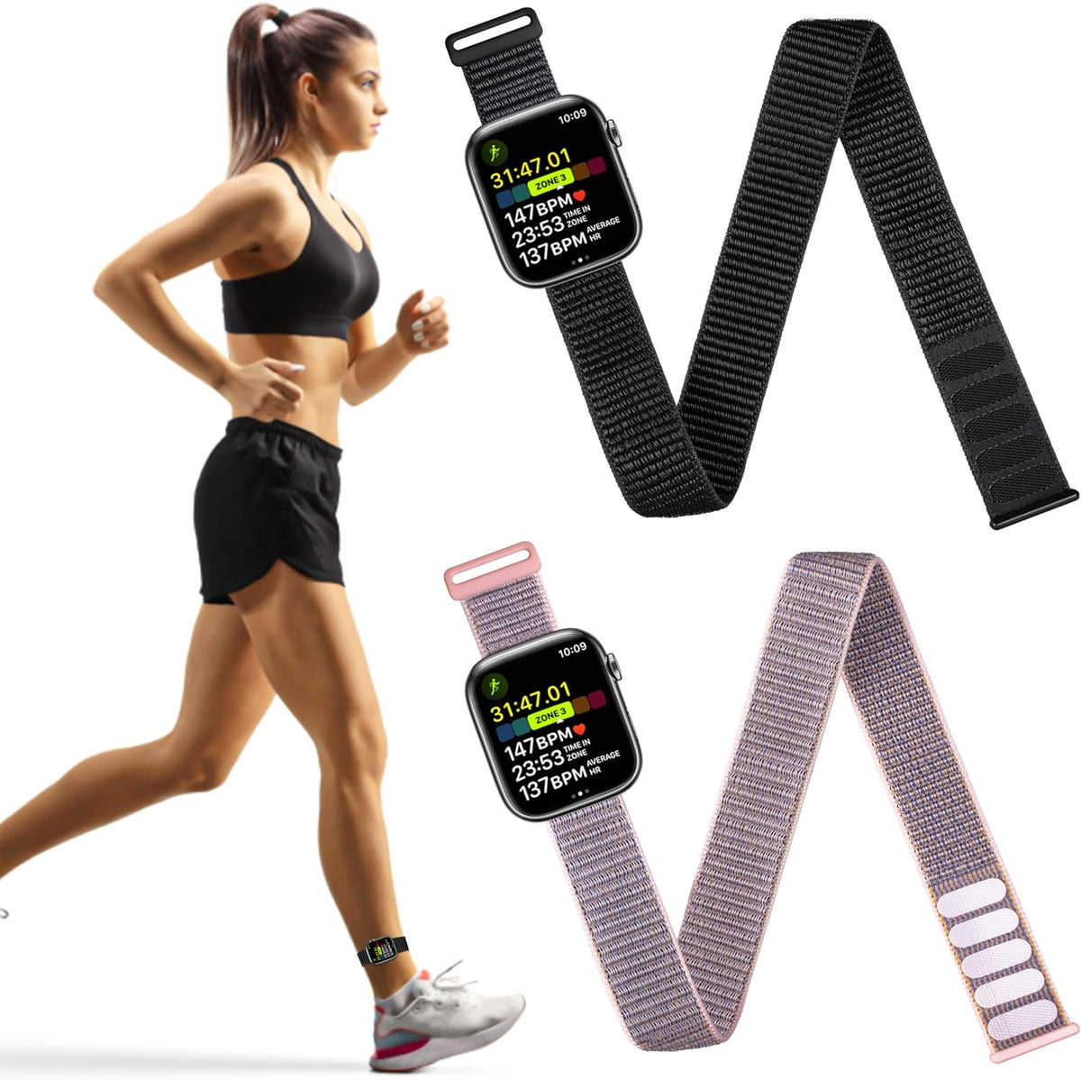 Ankle/Arm Band Compatible with Apple Watch 49/46/45/44/42/41/40/38mm | Breathable Nylon Ankle Strap Armband for Women Men, Fits iWatch SE Ultra Series 11 10 9 8 7 6 5 4 3 2 1 - Image 15
