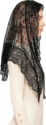 Wgior church head covering draped on model
