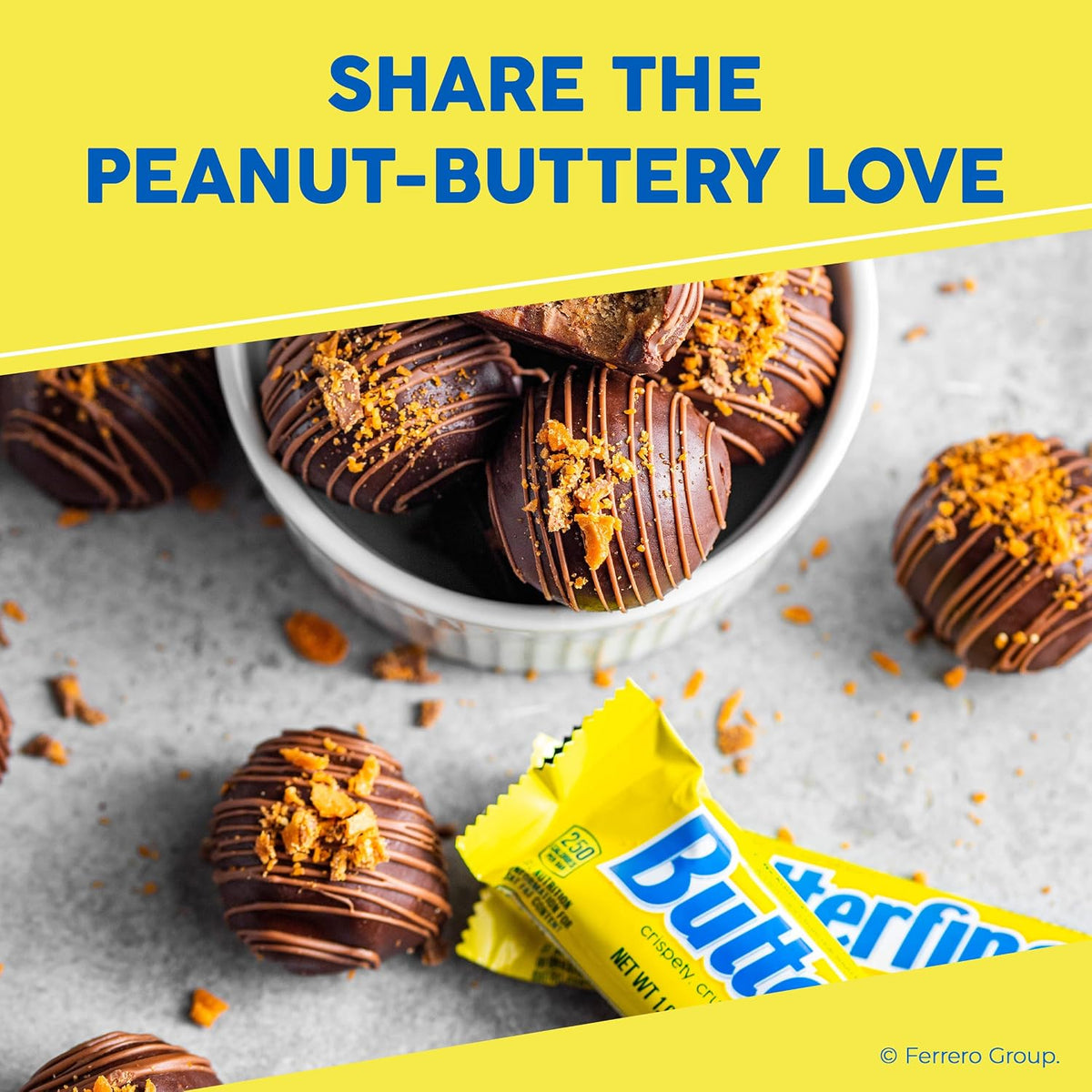 Crushed Butterfinger candy bar pieces used as a dessert topping on ice cream