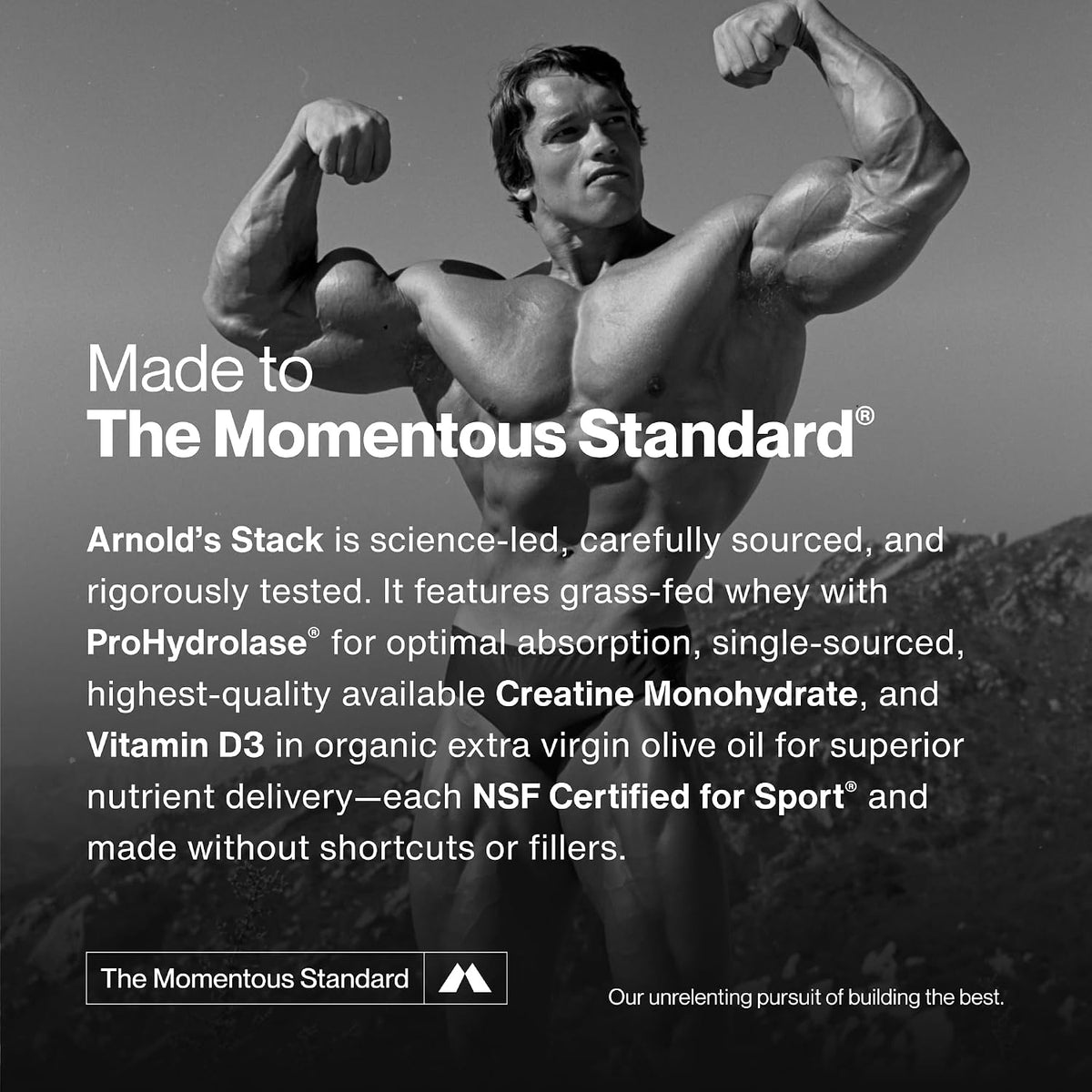 Momentous Arnold's stack ingredients and nutritional panel view