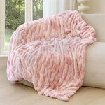 Faux Rabbit Fur Throw Blanket, Ultra Soft Plush Cozy Blanket for Couch Bed, Thick Fluffy Ruched Tie-Dye Decorative Blanket, Giftable,50"x60",Tie-Dye Khaki - Image 9