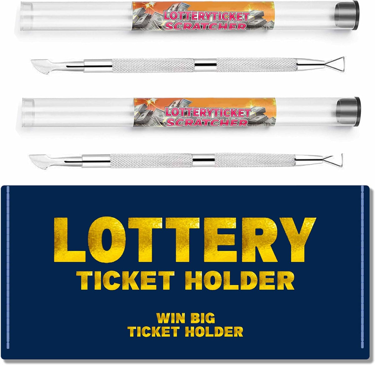 Nitaru lottery ticket scratcher tool front view showing dual ends