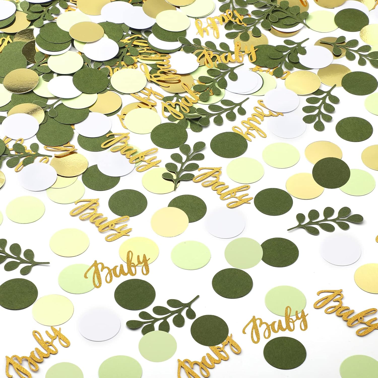 Minatee Greenery Baby Shower Confetti 400 pieces front view