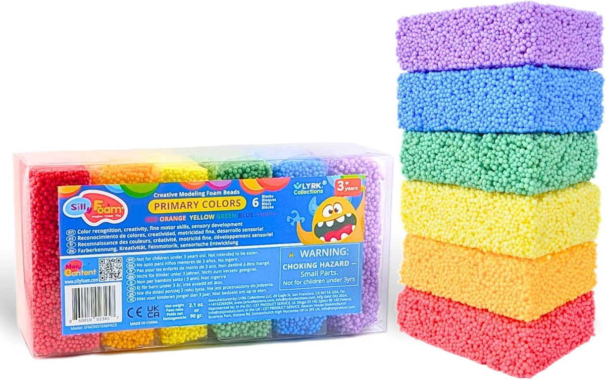 LYRK Collections Silly Foam primary colors pack front view display for kids creative sensory play.
