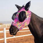 Breathable mesh material detail on equine fly mask