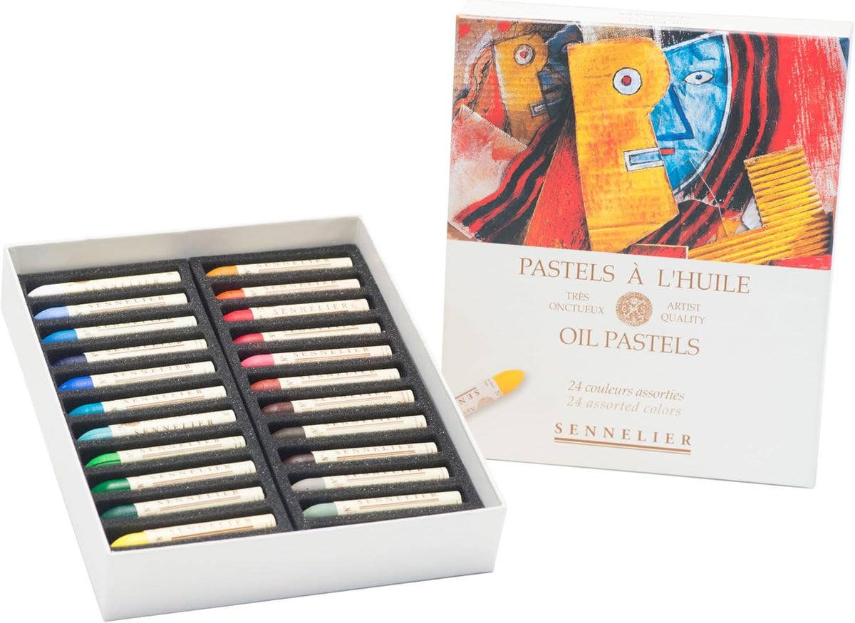 Sennelier oil pastel set angled view showcasing brand label