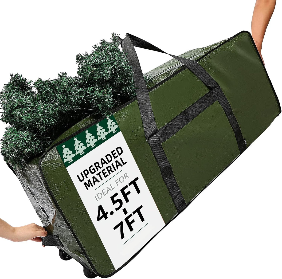 HOMEST Christmas Tree Storage Bag, Fits for 4.5-7 ft Xmas Artificials | Zippered Bag with Reinforced Carrying Handles and Wheels, Red (Bag Only) - Image 13