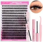 Fadlash DIY Lash Extension Kit front view showcasing individual clusters and application tools