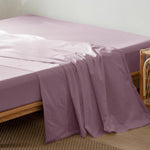 MooMee flat top sheet front view showcasing the light purple washed cotton fabric.