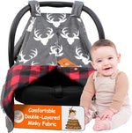 Dear Baby Car Seat Canopy 40"x30" Soft Lightweight Fabric- Antler & Flower | Easy to Wash with Cute Patterns & Vibrant Colors - Crafted For Little Ones, Ideal for Milk Time, Summer Days & Cooler Weather - Image 12