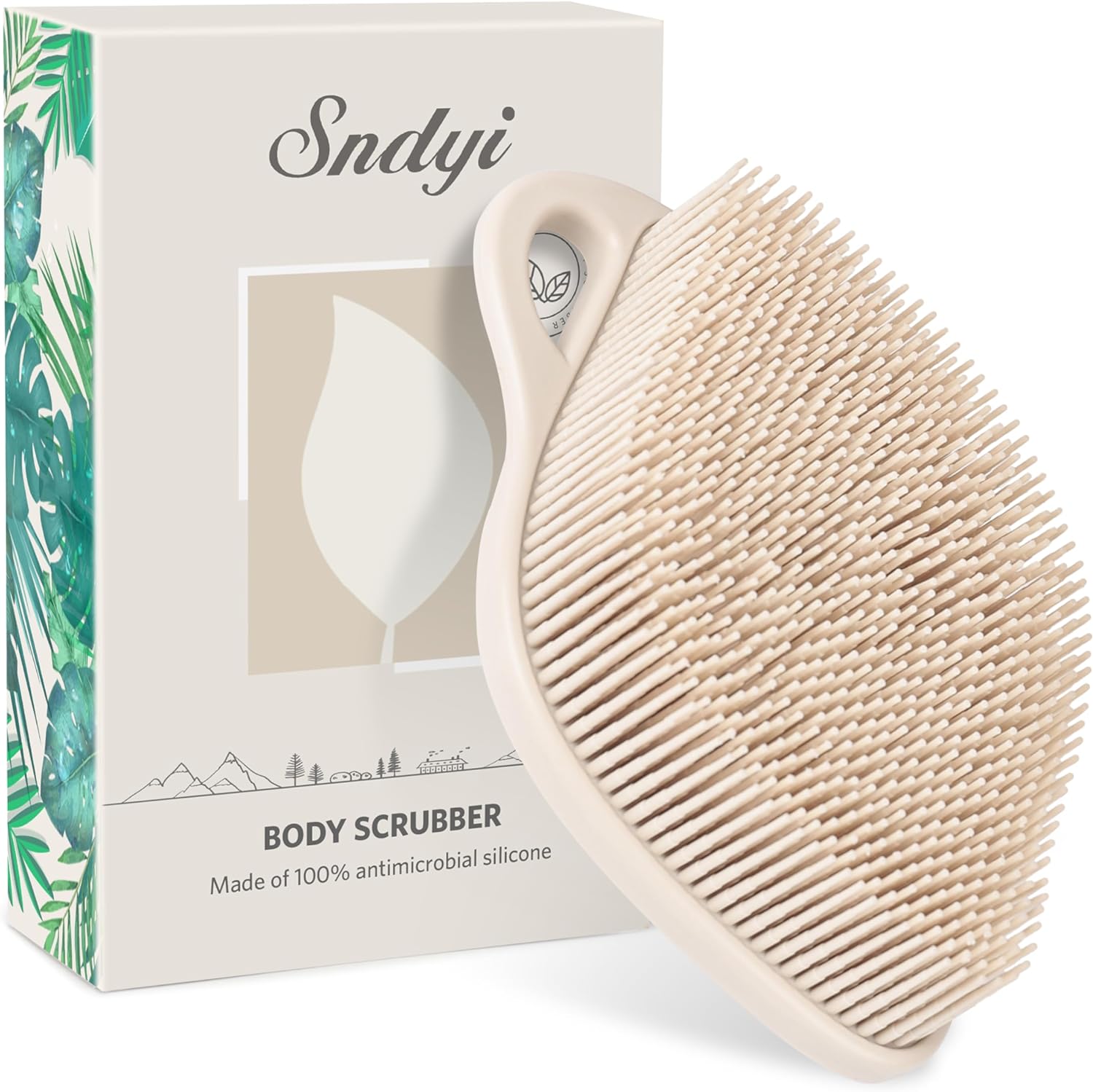 Sndyi silicone body scrubber leaf shape front view