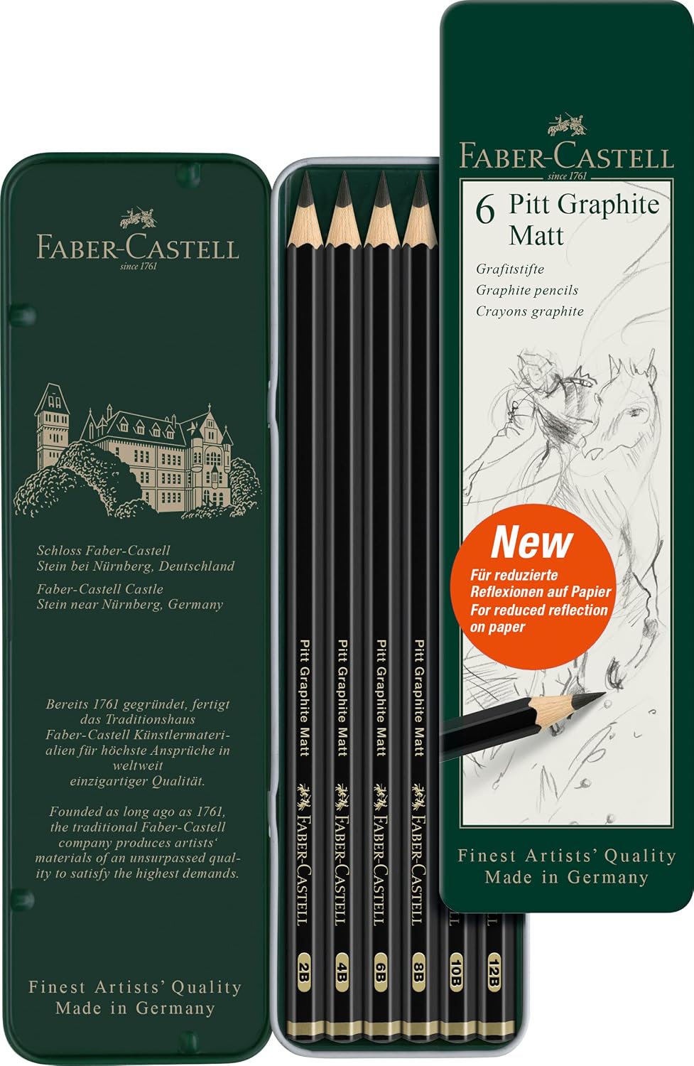 Faber-Castell 3 Count Pitt Graphite Matte Tin - 10B, 12B, 14B - Matte Black Graphite Pencils - Image 11
